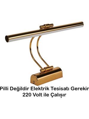 Mikasso Flüt LED Aplik Elektrikli 3200K Gün Işığı Banyo Tablo Çalışma Masası Duvar Aydınlatma Gold Metal Alt