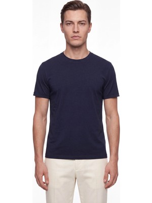 Efor Comfort Fit Pamuklu Bisiklet Yaka Lacivert Tişört TS 929