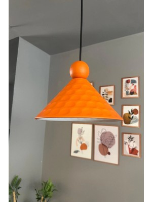 Mikasso Rumy Tekli Avize Turuncu Boncuk Başlık Sarkıt Ofis Showroom Salon Mutfak Avizeleri Metal 1 E27 Turun