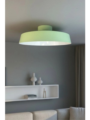 Mikasso Açe Mint Plafonyer Oturma Odası Salon Mutfak Kafe Ofis Otel Dekoratif Metal 1 E27 Turkuaz Salon / Ot
