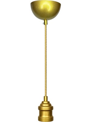 Mikasso Dekoratif Sarkıt E27 Duy 70CM Metal Kumaş Örgü Kablo Gold D02 Metal 1 E27 Çok Renkli Salon / Oturma
