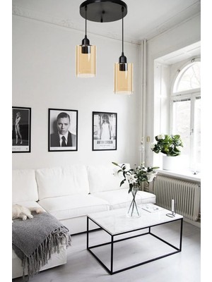 Mikasso Gobel Modern Silindir Camlı Ikili Üçlü Sarkıt Avize Cam 3 E27 Çok Renkli Salon / Oturma Odası