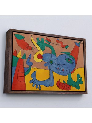 Trezon Ahşap Çerçeveli Joan Miro Soyut Sanat TABLOSU-7068