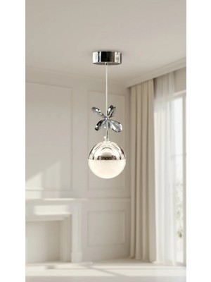 Mikasso Liva Modern Krom Avize – Enerji Tasarruflu ve Göz Alıcı Tasarım Yatak Odası - Hol - Salon Cam 1 E14