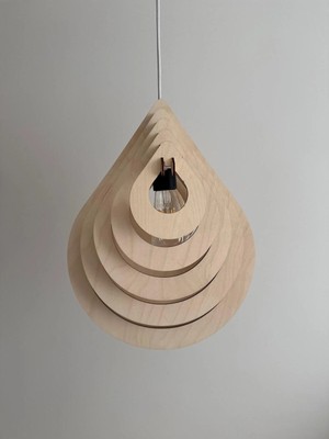 Mikasso 3 Boyutlu Damla Ahşap Avize. Minimalist Tasarım Ahşap 1 Belirtilmemiş Krem Salon / Oturma Odası