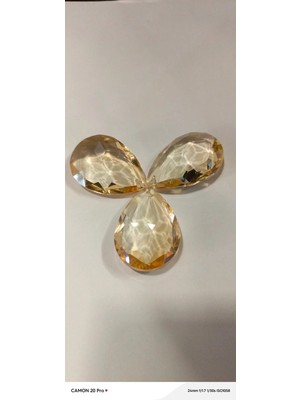 Mikasso 3 Adet Bal Badem Kristal Avize Taşı (Boyu 5 Cm, Eni 3,5 Cm) Kristal Taş 1 E14 Turuncu Salon / Oturma