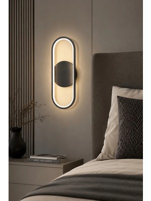 Mikasso Zzez Aplik Modern Tasarım Siyah Renk - Gün Işığı Ledli Banyo - Mutfak - Salon LED Duvar Aplik Alümin