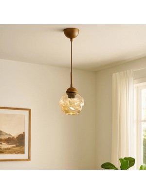 Mikasso Lighting Arrakis Tekli Modern Sarkıt Avize - Eskitme / Bal Metal 1 E27 Kahverengi Antre / Hol