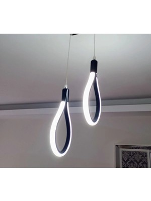 Mikasso Modern Sarkıt 2'li Siyah Damla LED Avize Beyaz Işık Alüminyum 2 E10 Altın Antre / Hol