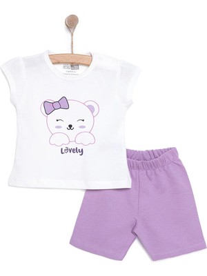 TeknoKapsül Ebebek Hello Baby Hellobaby Baskılı 2 Ip Yenidoğan Kız Tshirt-Şort Kız Bebek