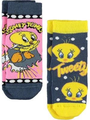 TeknoKapsül Tweety Havlu 2'li 2-12 Yaş Kız Soket Çorap - Standart