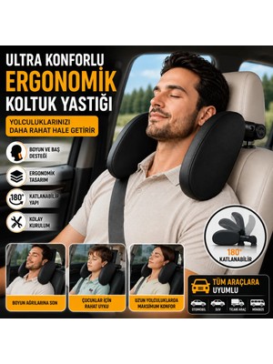 Polham Ultra Konforlu Araç Içi Ön ve Arka Koltuklara Uyumlu Yastık, Ergonumik Katlanabilir Araç Koltuk Yastığı
