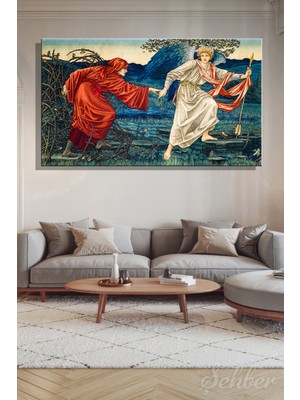 Şehber Yatay Kanvas Tablo Tekli Edward Burne-Jones ve William Morris Aşk Yolcuya Liderlik Ediyor 2927