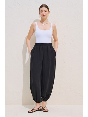 Manuka Müslin Balon Pantolon Siyah
