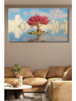 Şehber Kanvas Tablo Yatay Tekli Ev Kafe Ofis Lonely Fairy Tale Tree Yalnız Masal Ağacı Pembe Çiçekli 2915