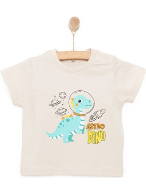 TeknoKapsül Ebebek Hello Baby Hellobaby Basic Erkek Astro Dinozor Baskılı T-Shirt Erkek Bebek