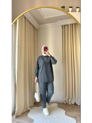 Suede Style 9064 - Şık Rahat 2 Iplik Soft Yıkama Hafif Salaş Kadın Takım