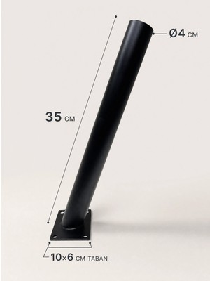 tp Buğz 35 cm Siyah Metal Dış Mekan Sokak Armatürü Montaj Konsolu 4 cm Boru 10X6 cm Tabanlı