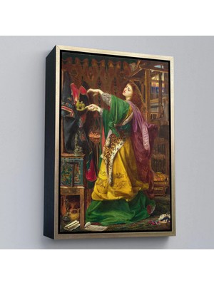 Trezon Ahşap Çerçeveli Frederick Sandys'in 1864 Tarihli Bir Cadı TABLOSU-7304