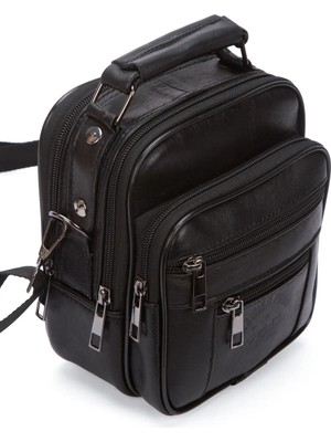 Sannora Bags Siyah %100 Hakiki Deri Erkek Omuz ve El  Çantası Çaprazaskılı