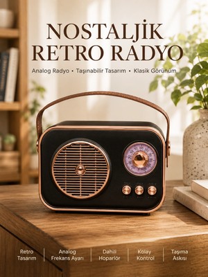 Eco Lounge Retro Tarz Kablosuz Radyo – Bluetooth, USB ve Tf Kart Girişli