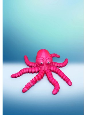 Tekno Sanat TeknoSanat 3D Baskı Hareketli Eklemli Ahtapot Figürü - Dekoratif Oyuncak (Fuşya Pembe)