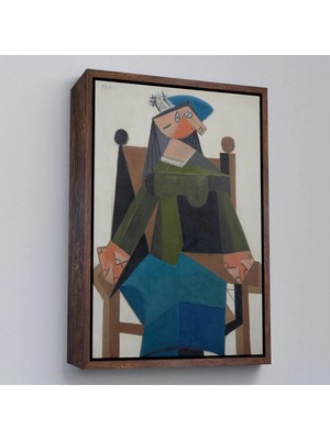 Trezon Ahşap Çerçeveli Pablo Picasso - Koltukta Oturan Soyut Kadın TABLOSU-7295