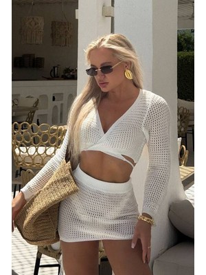 BMD Julia Örme Ikili Elbise - Beyaz