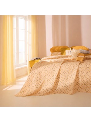 Matmel Soft Bloom Tek Kişilik Pike - Hardal / Pembe - 160X220 cm