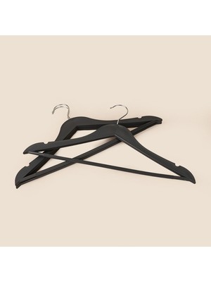 Simple Living Living Ahşap Görünümlü 3'lü Plastik Askı - Antrasit - 43X23 cm