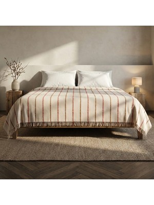 Matmel Soft Elvia Pamuklu Çift Kişilik Battaniye - Krem - 200X220 cm