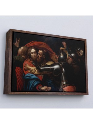 Trezon Ahşap Çerçeveli Caravaggio -Isanın Inişi Tablo - The Taking Of CHRIST-7146