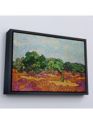 Trezon Ahşap Çerçeveli Vincent Willem Van Gogh - Zeytin Ağaçları Tablosu - Olive TREES-7155