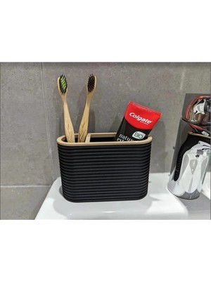 Mikasso Diş Fırçası Kabı ve Diş Macunu Kutusu Gencax Edition Plastik Siyah