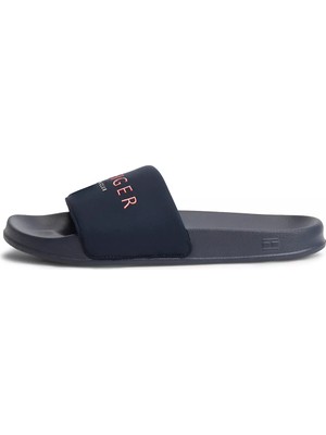 Tommy Hilfiger Erkek Logo Kabartmalı Rahat Taban Lacivert Terlik FM0FM05898-DW5