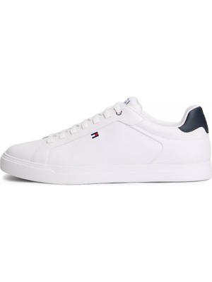 Tommy Hilfiger Erkek Düşük Bilekli Nefes Alabilen Tasarımlı Deri Beyaz Sneaker FM0FM05946-YBS