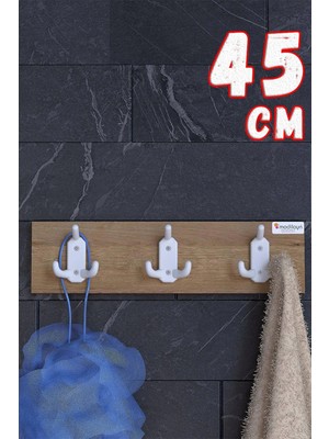 Mikasso Arı 9 Kancalı Banyo Askısı 45CM Şık Tasarım Ekstra Düzen ve Yer Tasarrufu Kahverengi