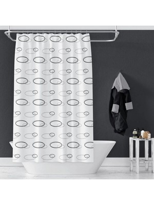 Mikasso Banyo Perdesi 1X100X200 Tek Kanat Duş Perdesi Halka Hediyeli 2109 Bej