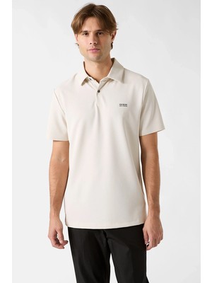 Guess Kısa Kollu Yeni Teknik Esnek Polo Yakalı Erkek Krem Polo T-Shirt M6RP02KD202-G1I6