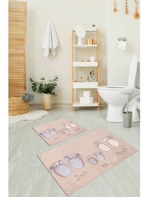 Mikasso 3D Dijital Baskılı Kaymaz Taban Yıkanabilir Ikili Banyo Takımı Klozet Takımı Polyester Çok Renkli