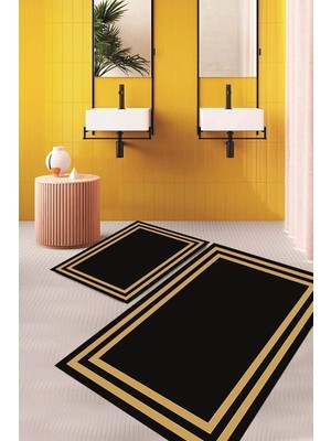 Mikasso Dijital Baskılı Kaymaz Taban Yıkanabilir Ikili Banyo Paspası Banyo Halısı Klozet Takımı AKKZ-HT-537