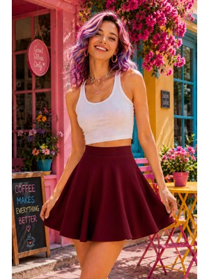 Catspy Kadın Dalgıç Kumaş Kloş Mini Etek