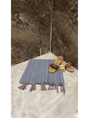 Mikasso Renkli Çizgili Dokuma Hamam Peştemal,plaj,spor,spa,banyo Havlusu,şal Mavi (80X160) Pamuk Mavi