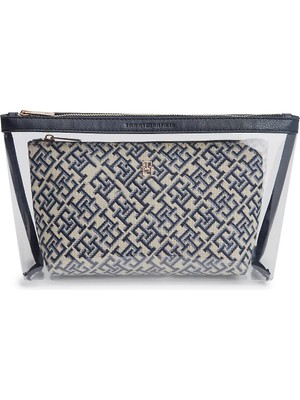 Tommy Hilfiger Kadın Monogram Th Logolu Fermuarlı Ikili Set Lacivert El Çantası AW0AW18708-0GY