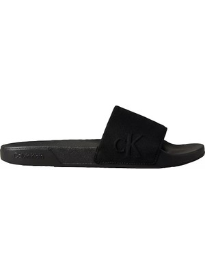 Calvin Klein Erkek Rahat Taban Deri Düz Taban Siyah Terlik HM0HM02227-0GJ