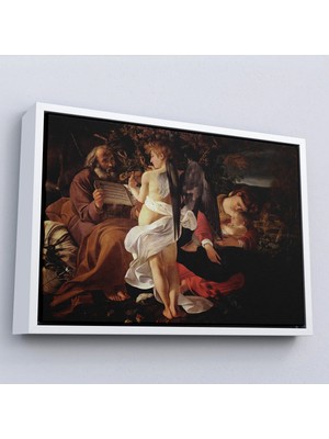 Trezon Ahşap Çerçeveli Caravaggio - Mısır'a Uçuşta Dinlenin Tablo - Rest On The Flight Into EGYPT-7119