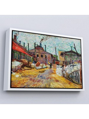 Trezon Ahşap Çerçeveli Vincent Van Gogh - Asnieres Deki Fabrika Tablo - The Factory At ASNIERES-7166