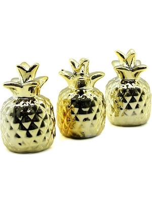 Nevamel® Ananas Tasarımlı Biblo - Seramik - Orta Boy - Parlak Altın