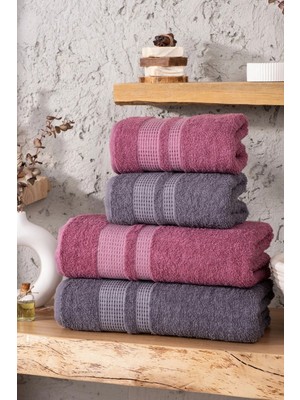 Mikasso Carven Yusyumuşak 4'lü Banyo Havlu Seti Hamam Takımı Çeyiz Seti Pamuklu Çok Renkli