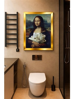 Mikasso Renkli Çerçeveli Tek Parça Banyo Temalı Yüksek Kalite Uv Basklı Tablo Mdf Altın